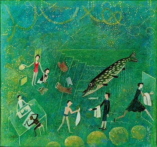  KVÄLLSDOPP  akryl på duk  29×27cm  2026 
