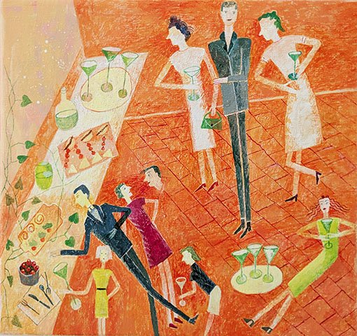 COCKTAILPARTY  akryl på duk  32×30cm  2026 