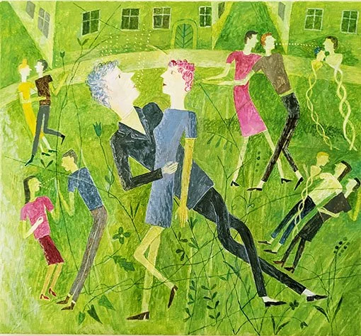  PARDANS I PARKEN akryl på duk  35×32cm 2026 