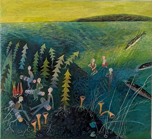  SKOG OCH HAV  akryl på duk  35×32cm  2026 