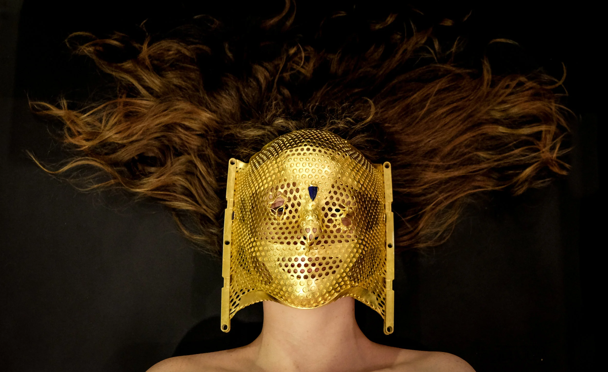 Sekhmet , Photographic print of funeral mask, 37½ x 56⅜”, 2017