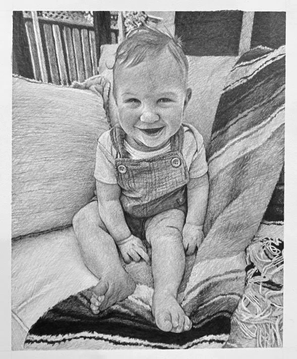   Baby Diego , 2025, graphite pencil on paper, 10 × 8” 