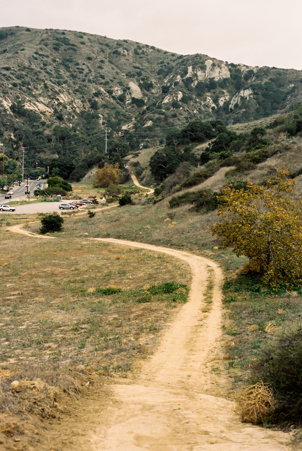 The view down Stagecoach to the first parking area.