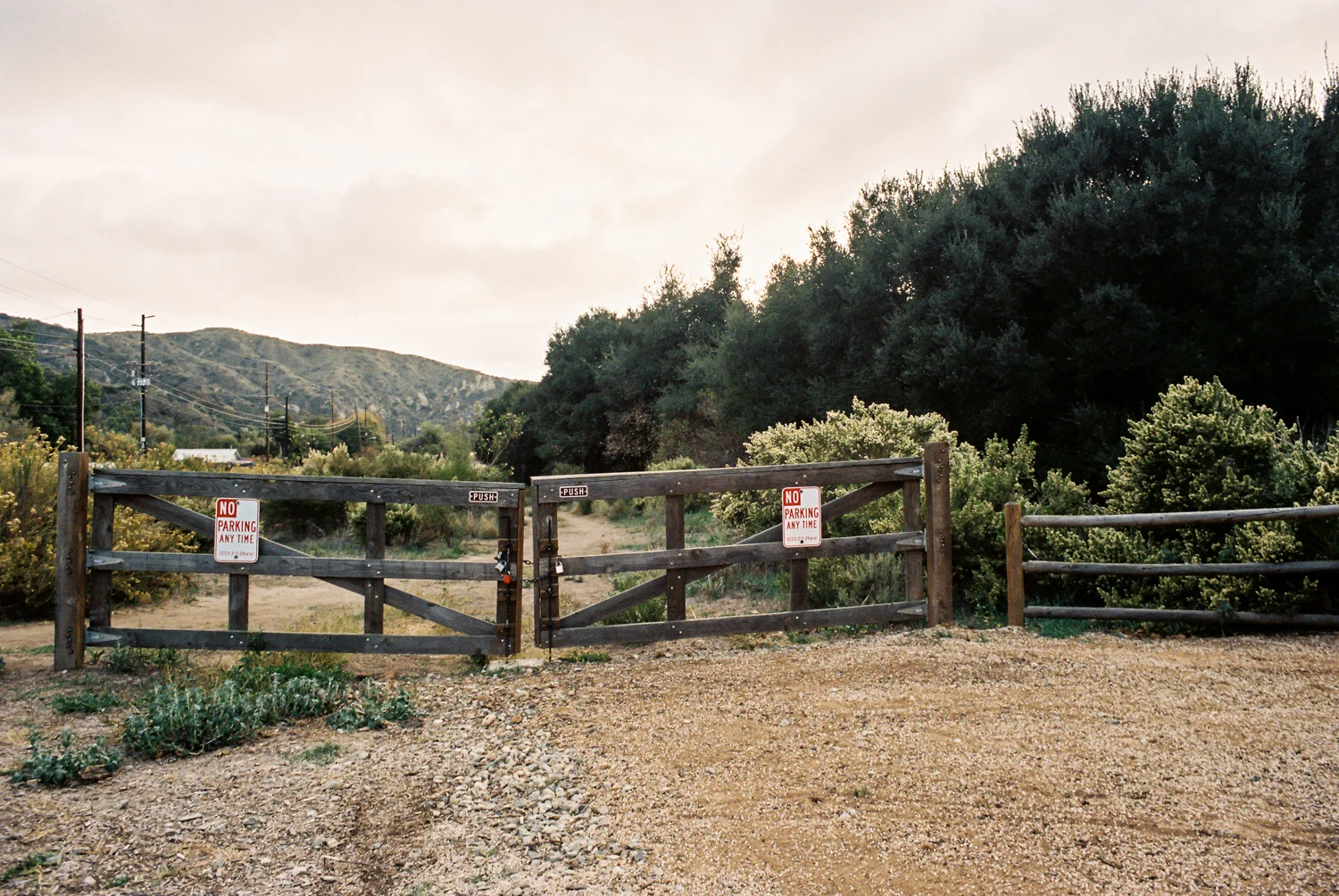 The gate at the end of Willow Canyon parking.