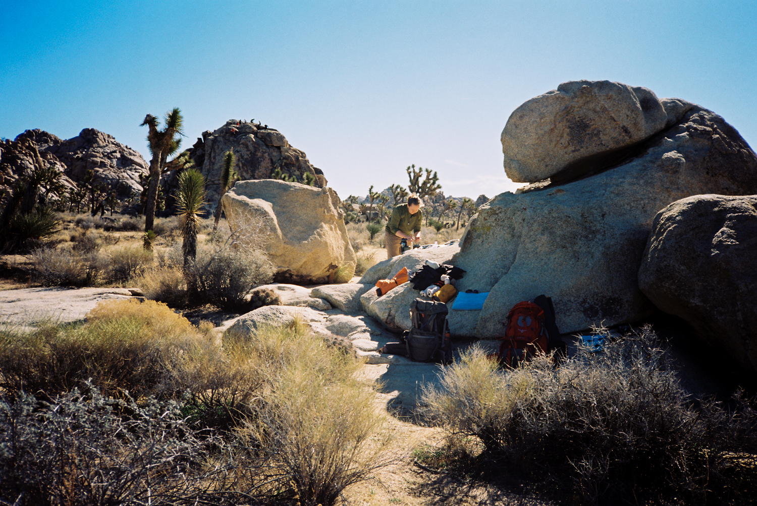 Making a backcountry dinner - boil water, wait, enjoy chicken teriyaki!