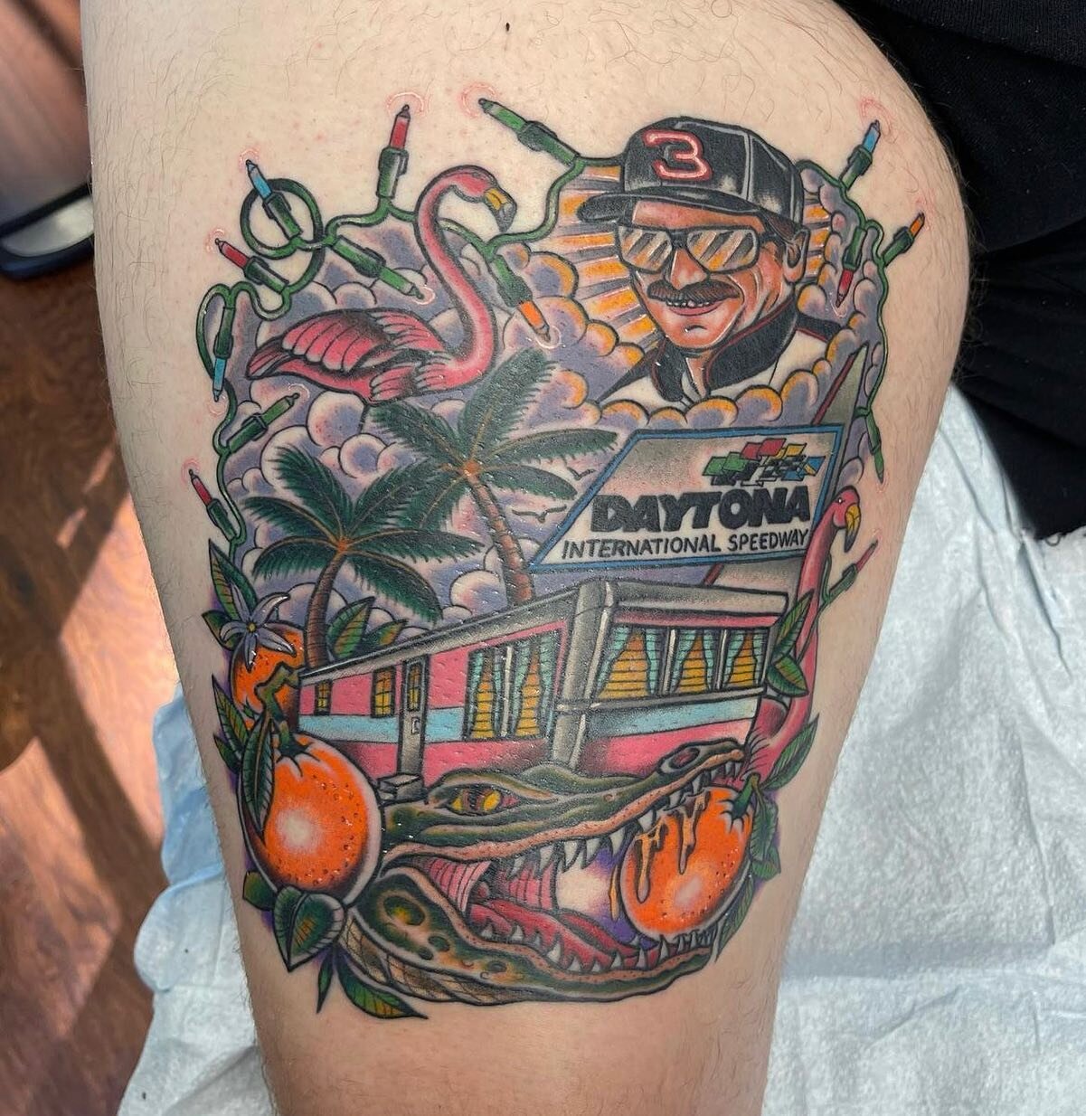 More Florida than Florida @derektattooer 
&bull;
&bull;
&bull;
&bull;
&bull;
#daleearnhardt #theintimidator #floridacore #daytonabeach #daytona500 #floridatattoo #floridatattooartist #floridatattooshops #orlandotattooartist #orlandotattooshop