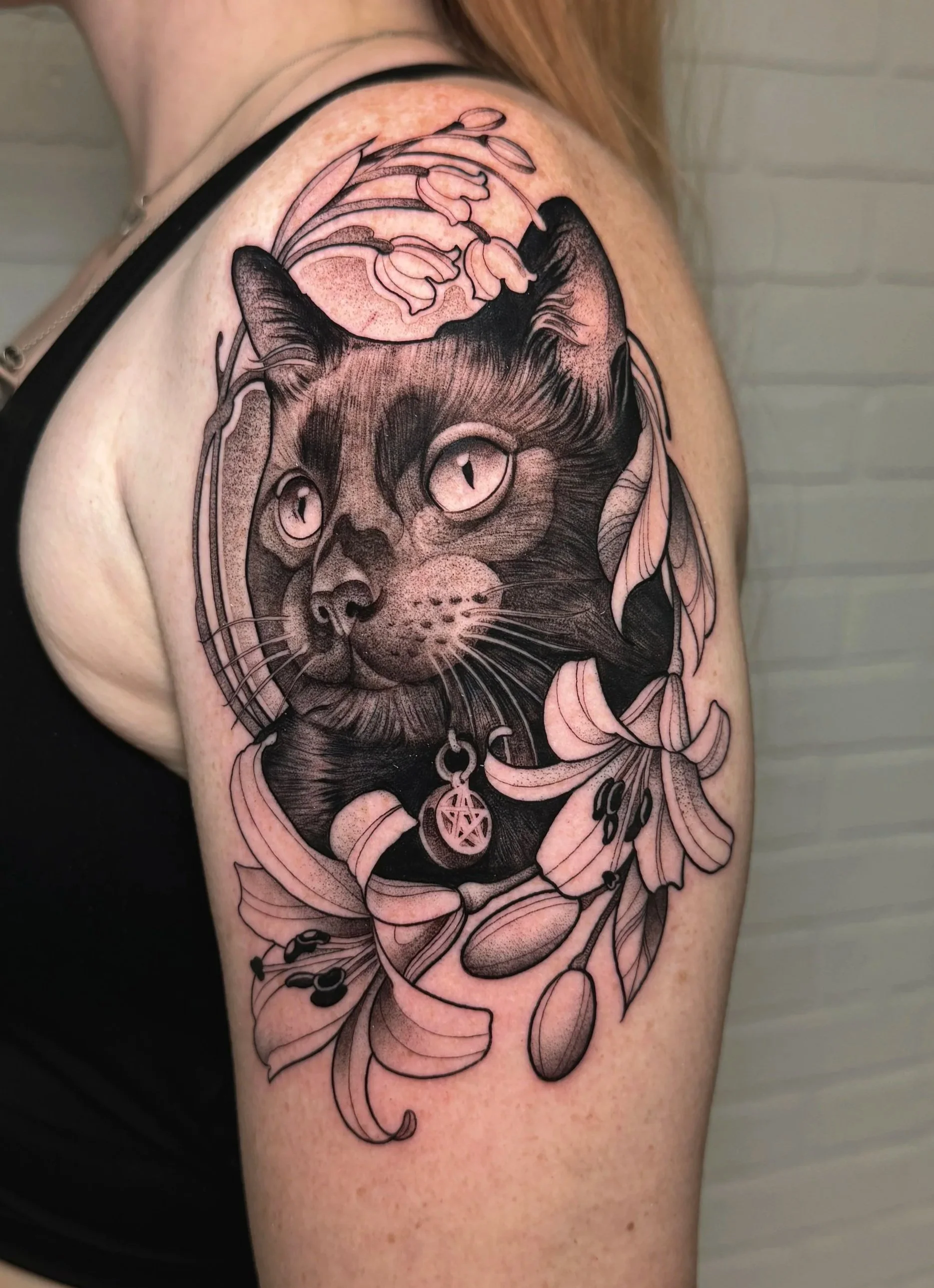 Black Cat and Lilies by Hector Concepcion
