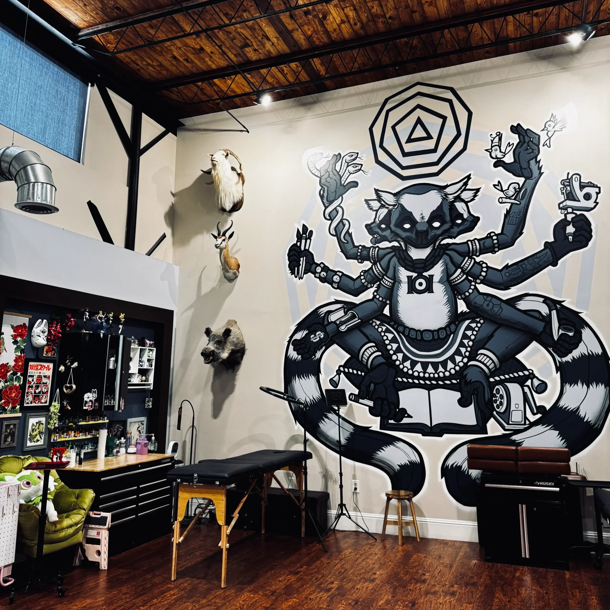 High ceilings and a lemur mural