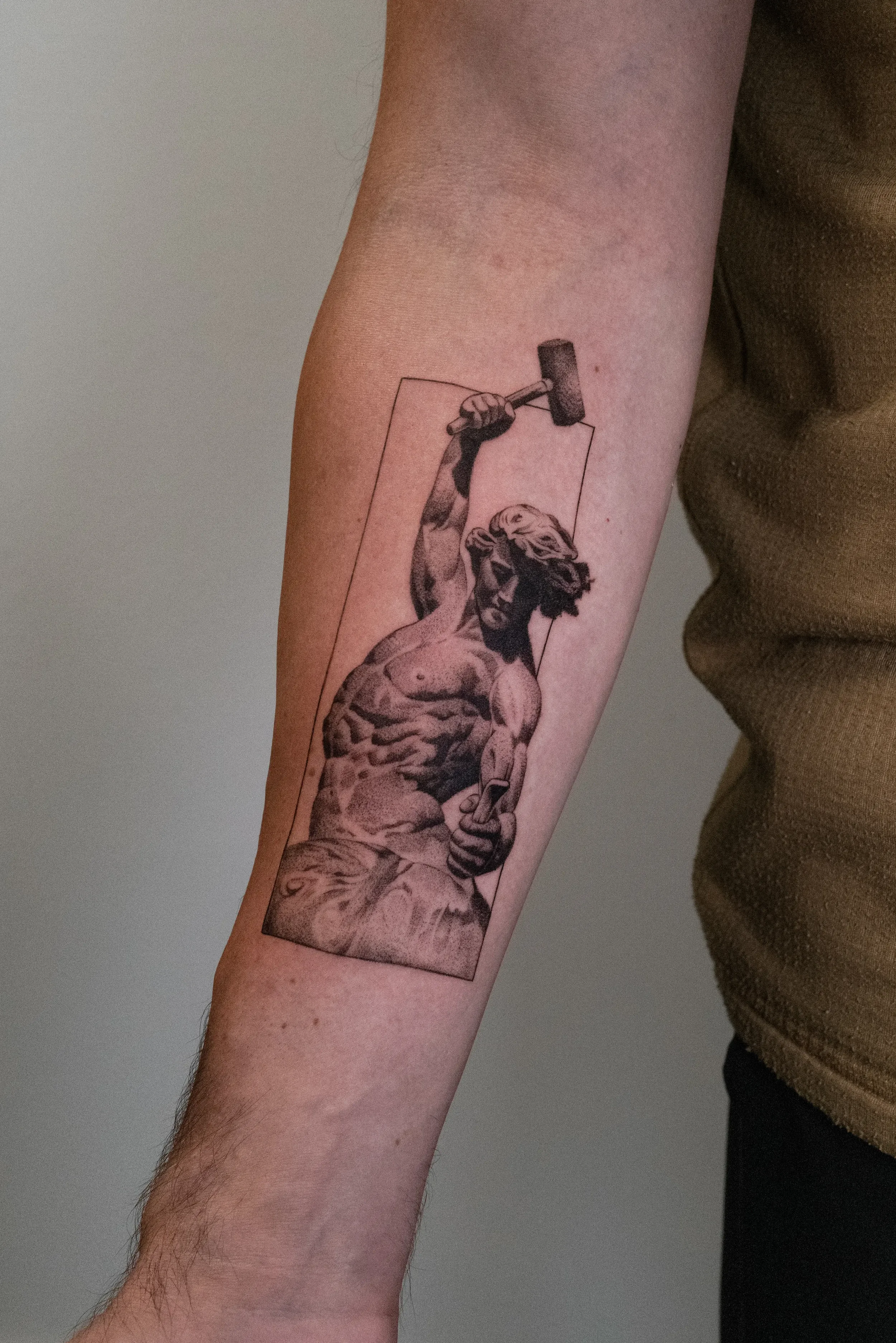 Stone Mason Fine Line Tattoo by Gabe Feliciano at The East Tattoo in Orlando Florida 