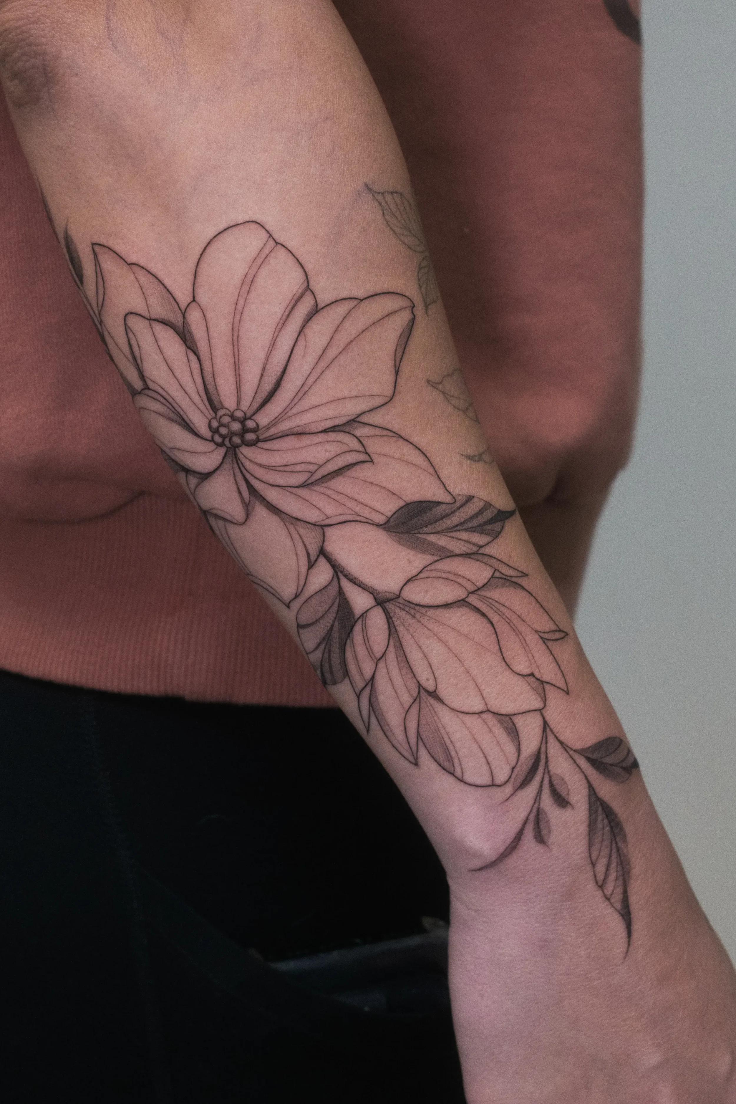 Lotus Fine Line Tattoo by Gabe Feliciano at The East Tattoo in Orlando Florida 
