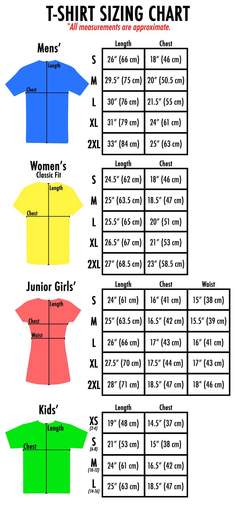 kapillærer Som arbejder Sizing Chart — Matsumoto Shave Ice