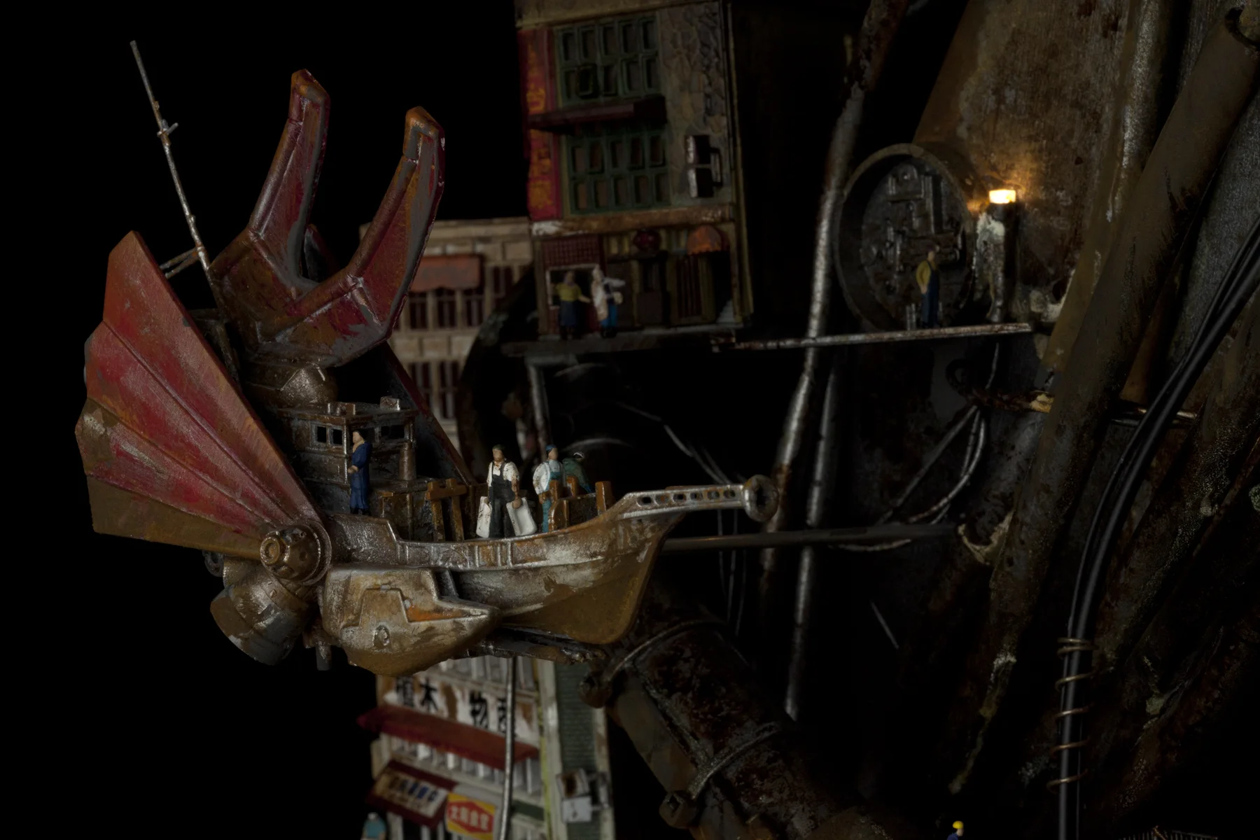 Another thought I had was how would these people get from one level to the city to another? An airship of course! This was a BLAST to kit bash.