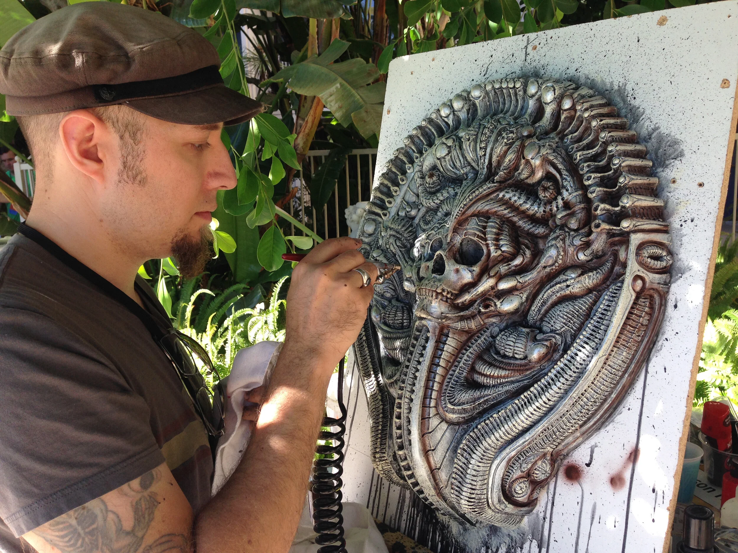 After going through another mold here I am painting one as a live demo at a comic convention in San Diego. This particular piece ended up as a base for Cris Velasco’s Shiva (Madonna) sculpture. A bronze version of this piece (the very first image of this thread), hung in the Copro Gallery’s Conjoined, curated by Chet Zar in 2013 and was also featured in Juxtapose Magazine for promoting that gallery show.