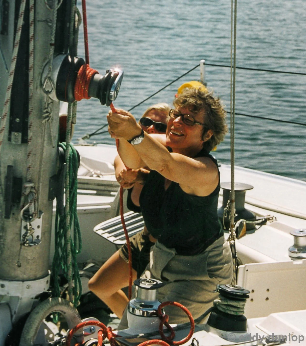 working , hoisting the little main sail