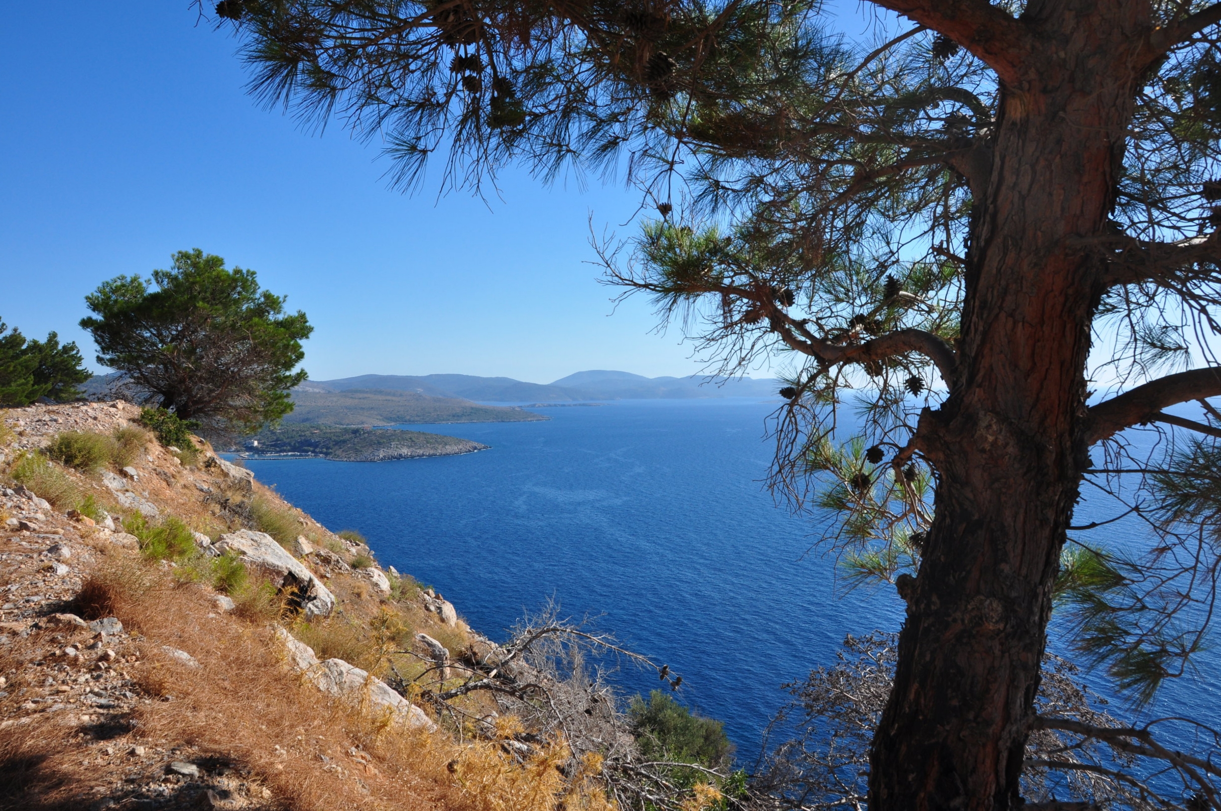 The steep cliffs of Chios' west coast