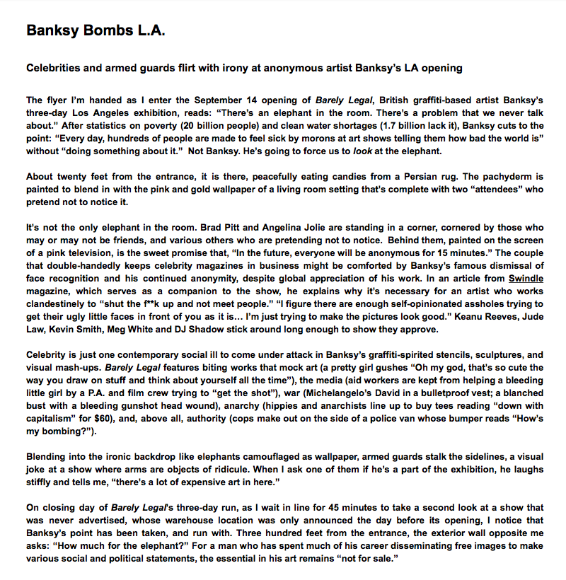 944 Magazine Print Feature: Banksy Bombs L.A.