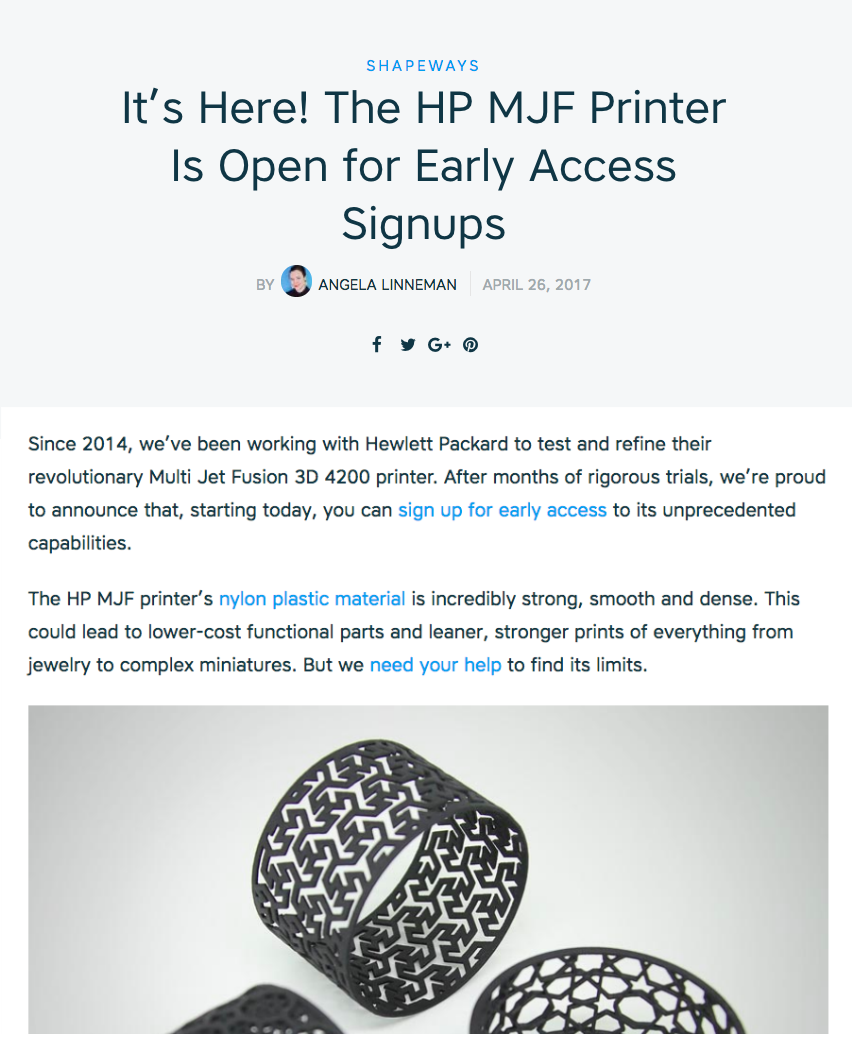 Shapeways Product, Marketing, and Partner Collaborations