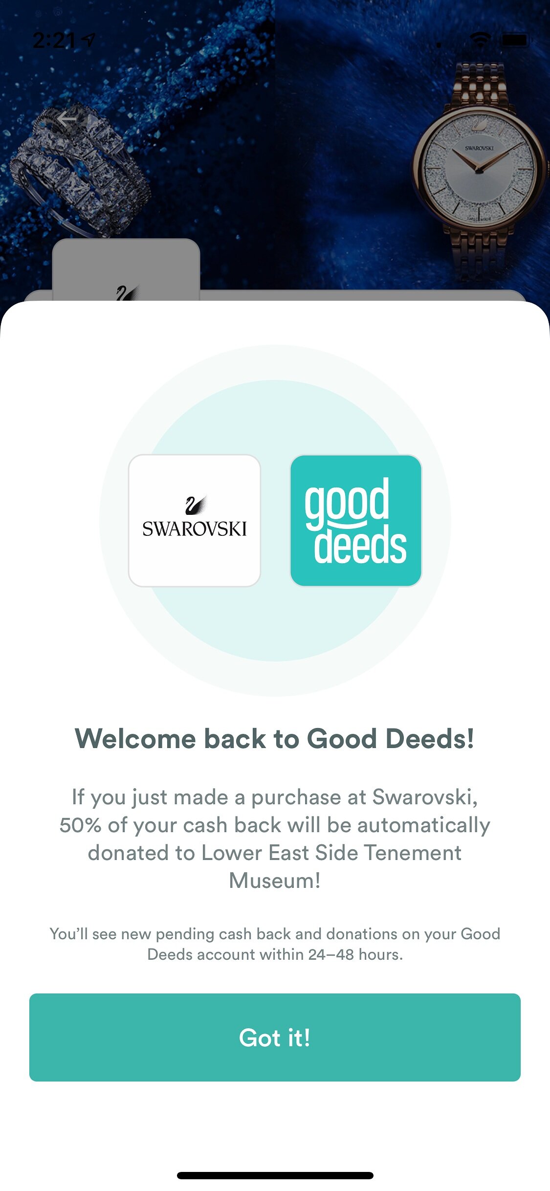 UX Writing: Good Deeds Post-purchase Popup
