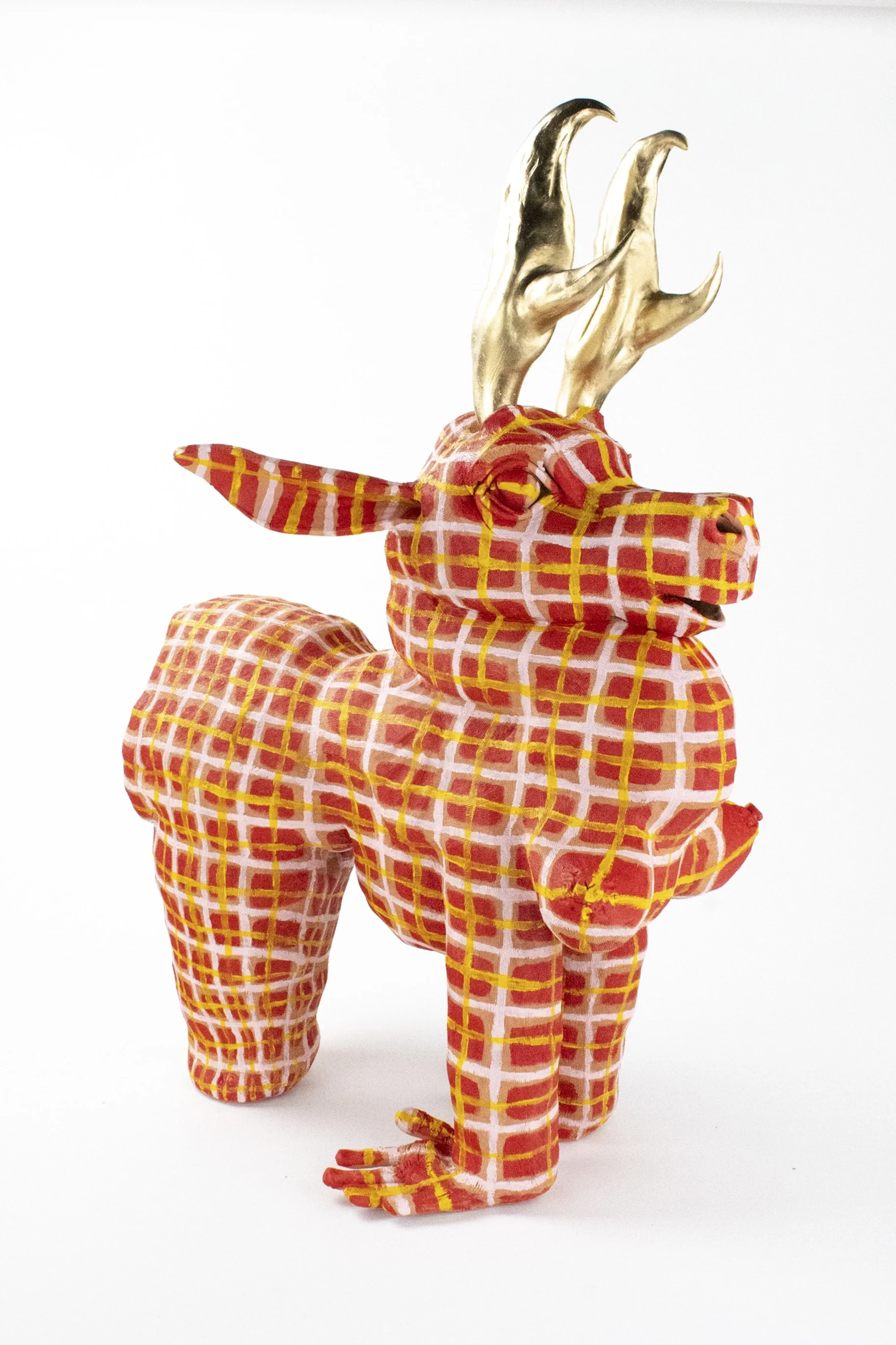 Cone 04 Sculpture, Paint, Gold Paint, 19" H x 17" W x 9" D