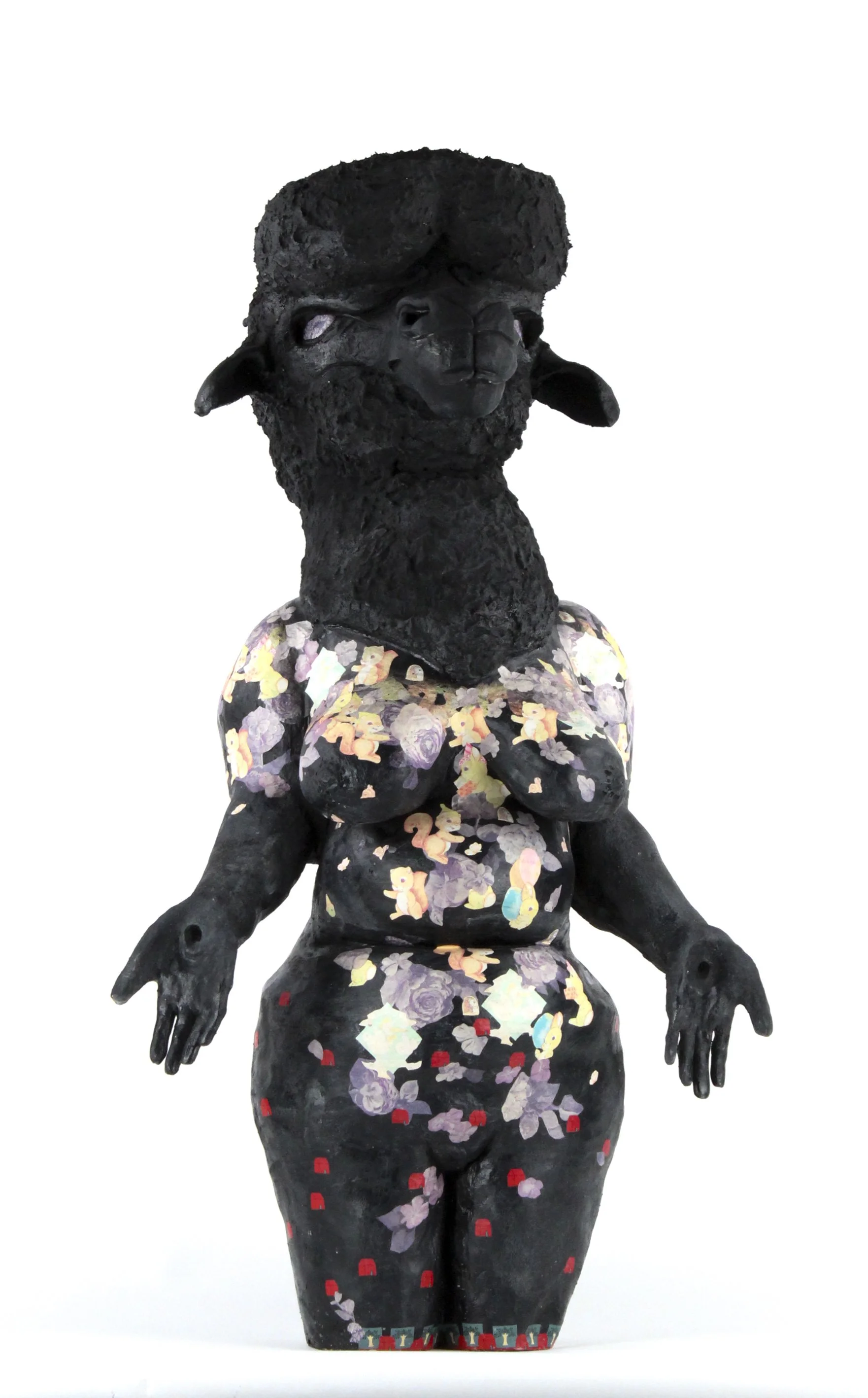 Cone 04 Hand Built Sculpture, Low Fire Clay, Paint, Decoupage, Sealant, 44" H x 32" W x 21" D