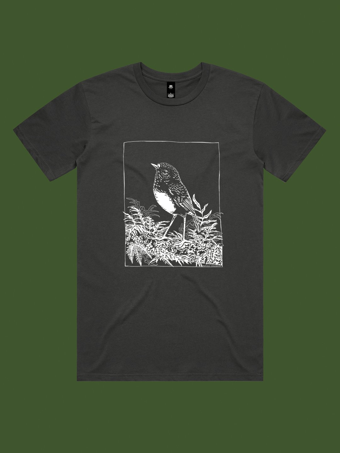 Men's robin t-shirt | PRE-ORDER | NZ bird illustrated tee | robin / toutouwai / kakaruwai