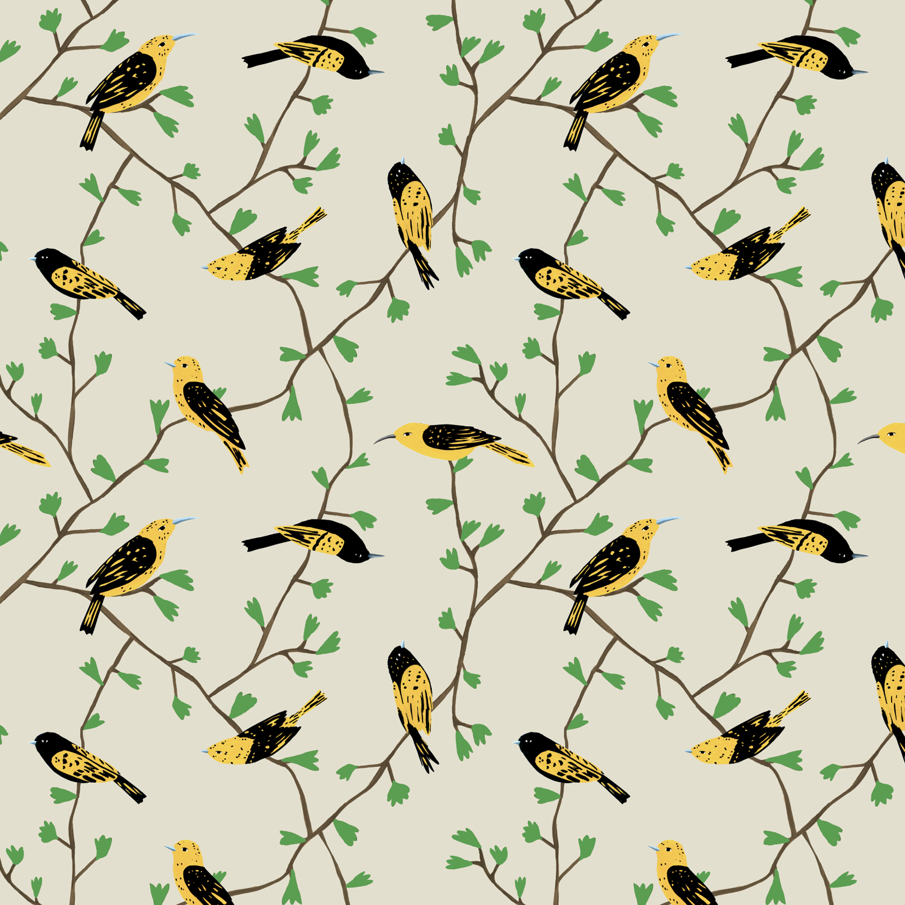 melissa boardman birds in vines pattern yellow.png
