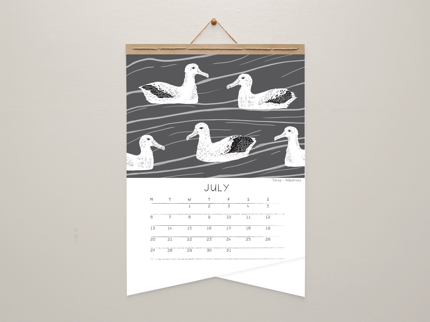 melissa boardman nz bird patterns A3 calendar 08.jpg