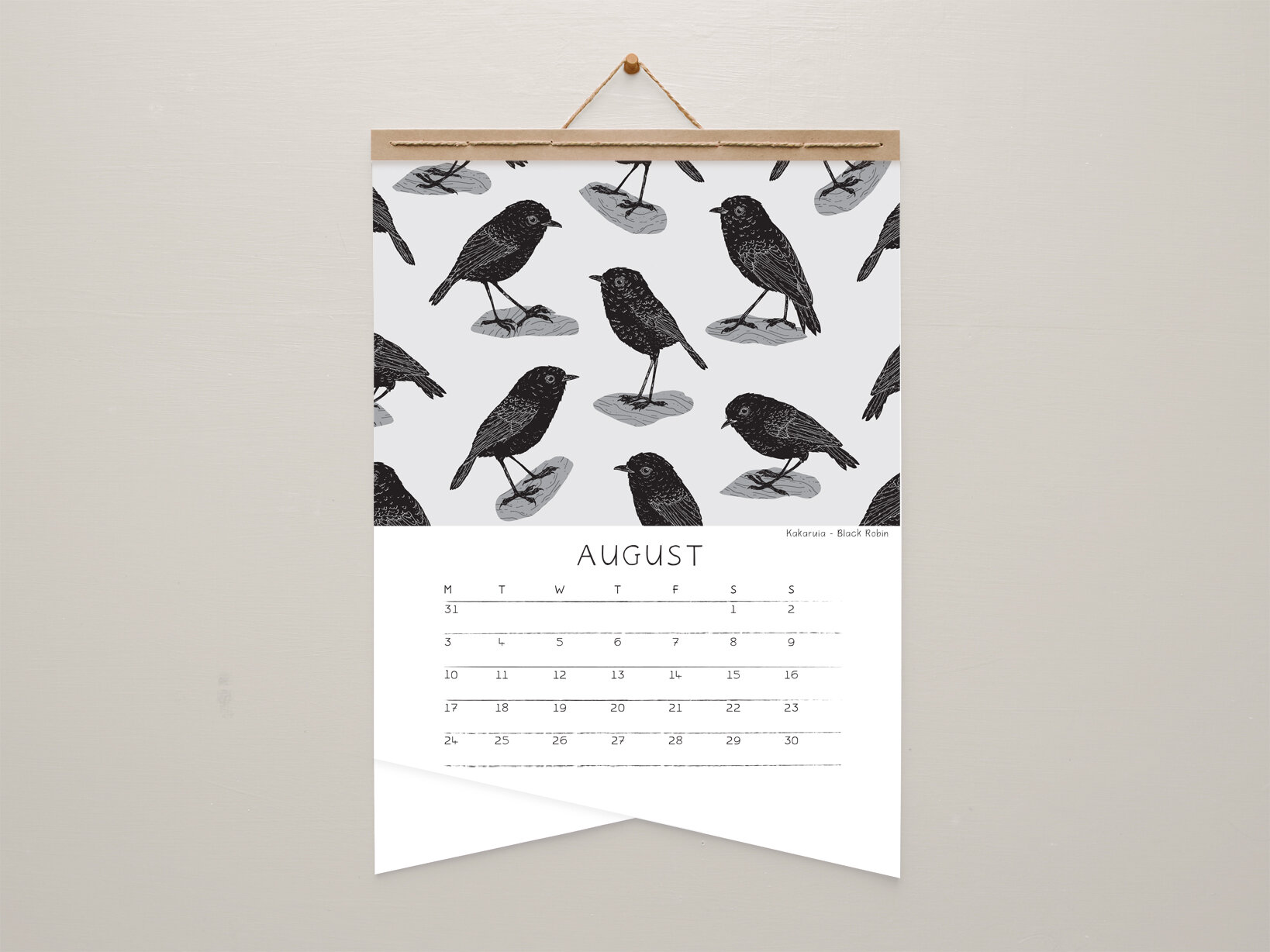 melissa boardman nz bird patterns A3 calendar 09.jpg