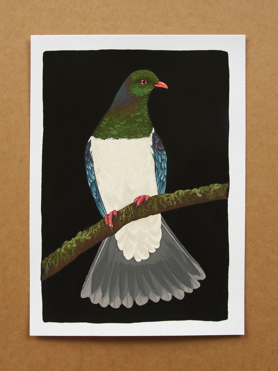 Kererū | A | NZ Bird Original Hand-painted Gouache Illustration