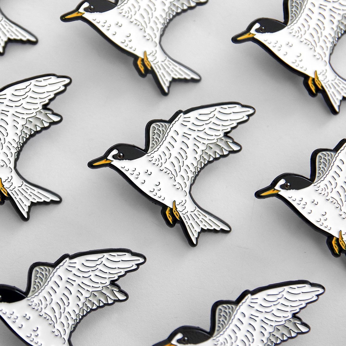 Tara iti pins are almost ready to take off&hellip;

These sweet tara iti / fairy tern enamel pins will be available on my website from this Wednesday the 8th at 6pm 🤍

For 2 weeks I&rsquo;ll be donating $5 from every tara iti pin sold to the NZ Fair