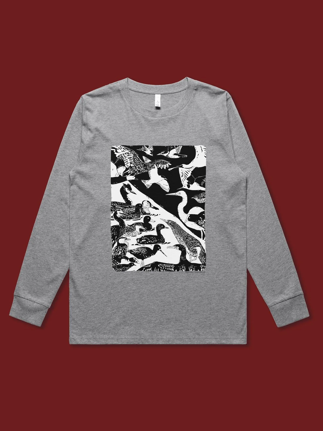 Wetland birds t-shirt | PRE-ORDER | Women's long sleeve t-shirt | NZ bird illustrated tee