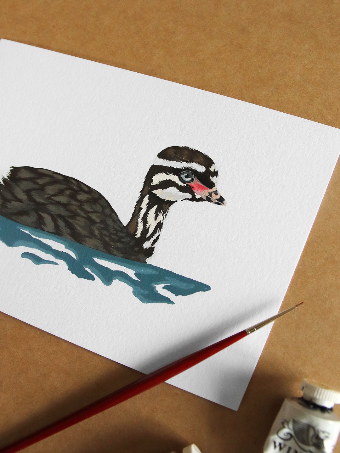 Weweia / dabchick greebling | A | NZ Bird Original Hand-painted Gouache Illustration