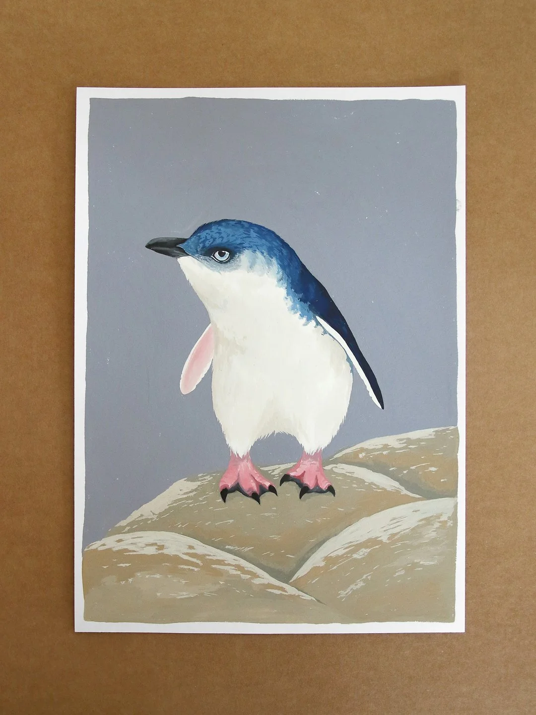 Kororā / Little Blue Penguin | NZ Bird Original Hand-painted Gouache Illustration