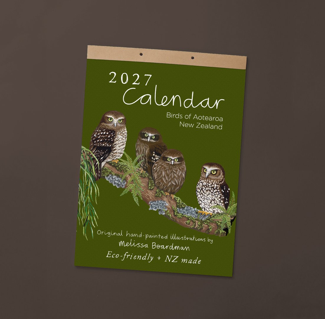 REFILL PAGES for A4 New Zealand bird illustrations art calendar 2027 (Pre-order ) | NZ made and eco friendly