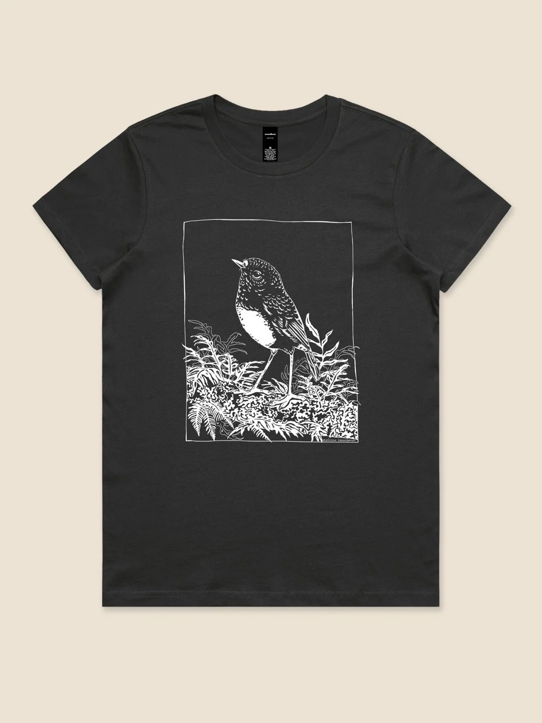 Women's robin t-shirt | PRE-ORDER | NZ bird illustrated tee | robin / toutouwai / kakaruwai