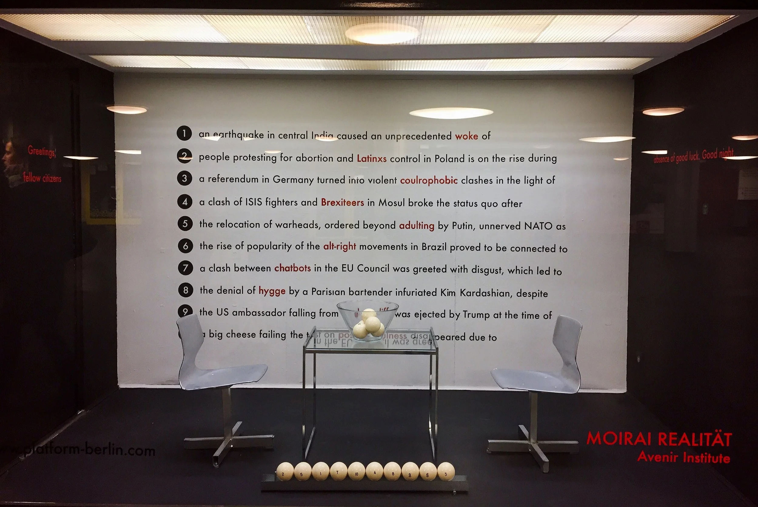 "Moirai Realitat", public installation/performance. 2016