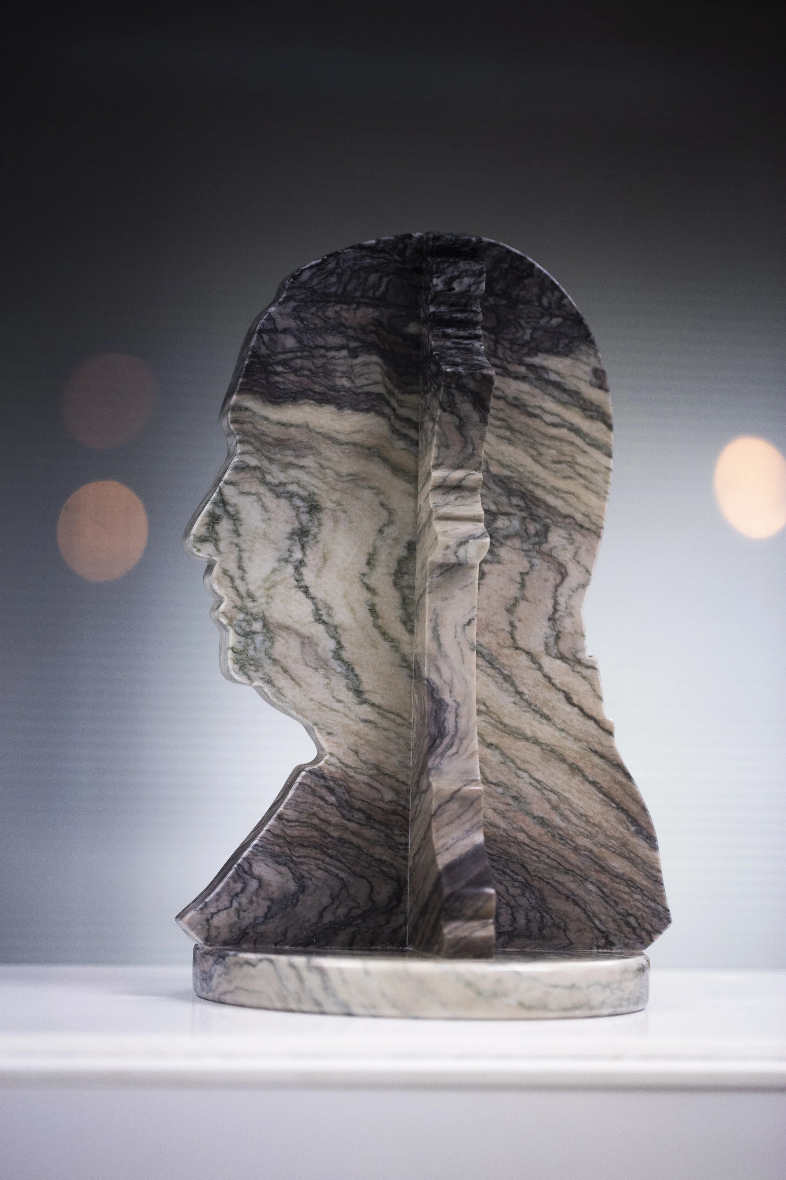 “The Face of Power circa 2019”, 2019, marble