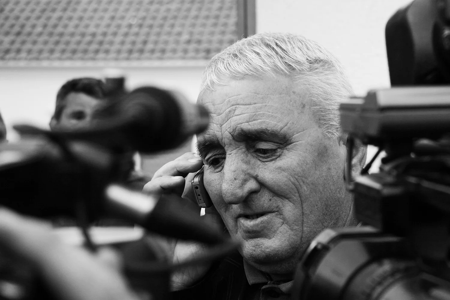 The father of Ramush Haradinaj speaks to his son minutes after he was found not guilty on war crimes and crimes against humanity.