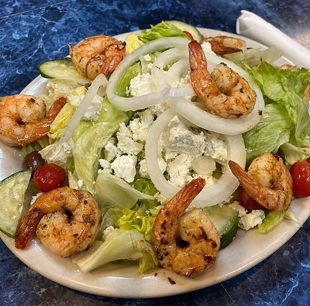 What&rsquo;s for lunch? #greeksalad #shrimp #healthyeating #notyouraveragesportsbar #portcharlottefl