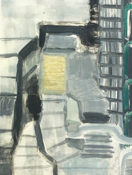 August Memory #4, Astrid Ho, 2017, Monotype on washi, 8" x 6" paper. Inquire with Open Studio for purchase interest.