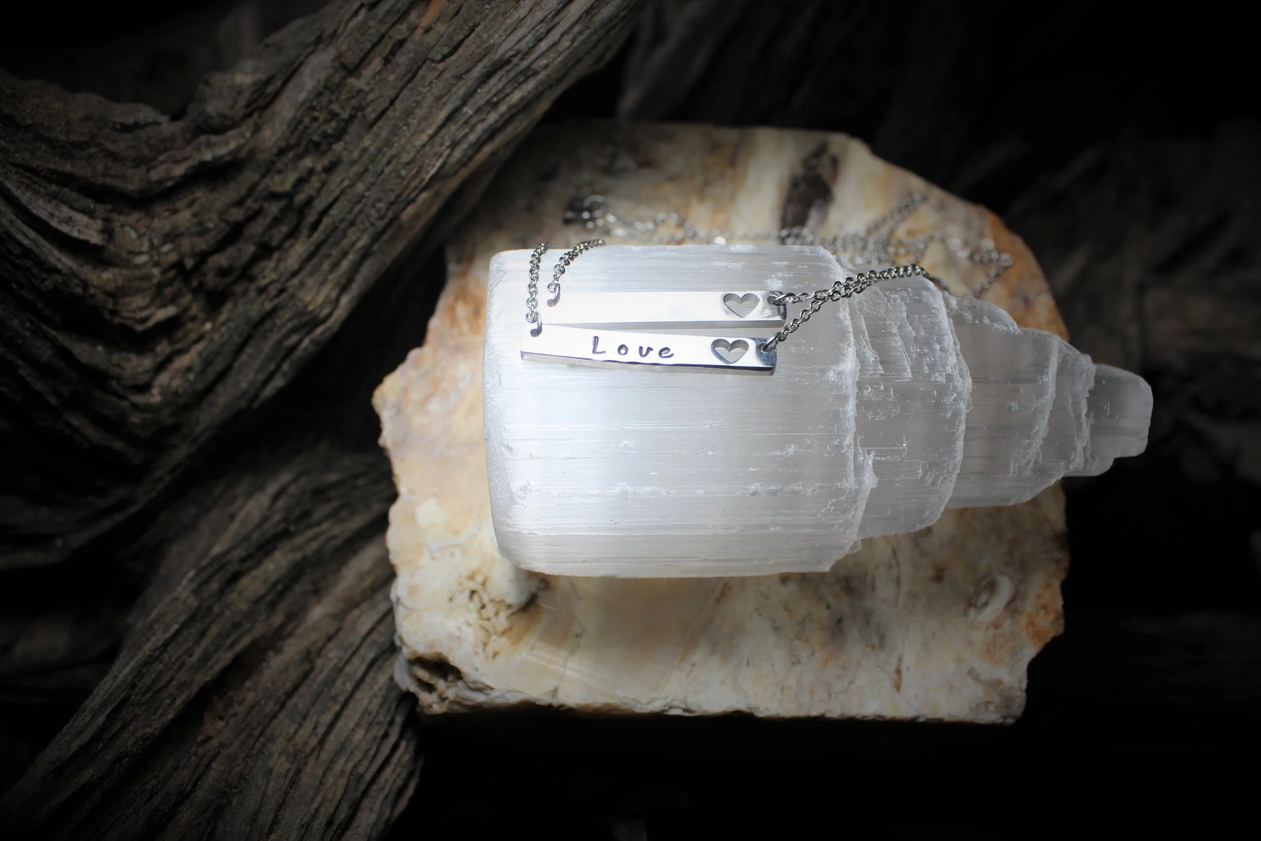 Horizontal Heart Bar Necklace {Stainless Steel}