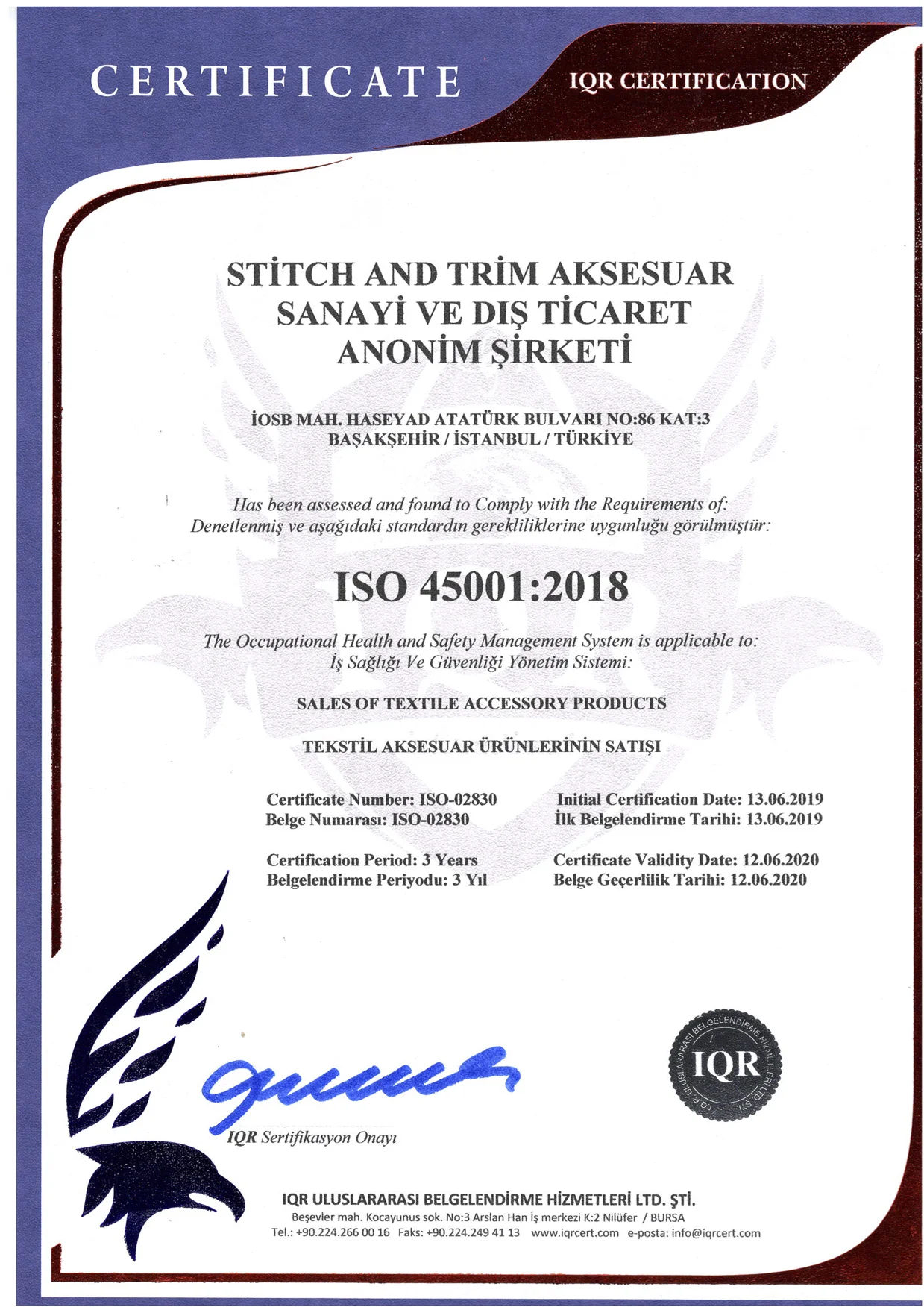 ISO 45001:2018 (THE OCCUPATIONAL HEALTH AND SAFETY MANAGEMENT SYSTEM)