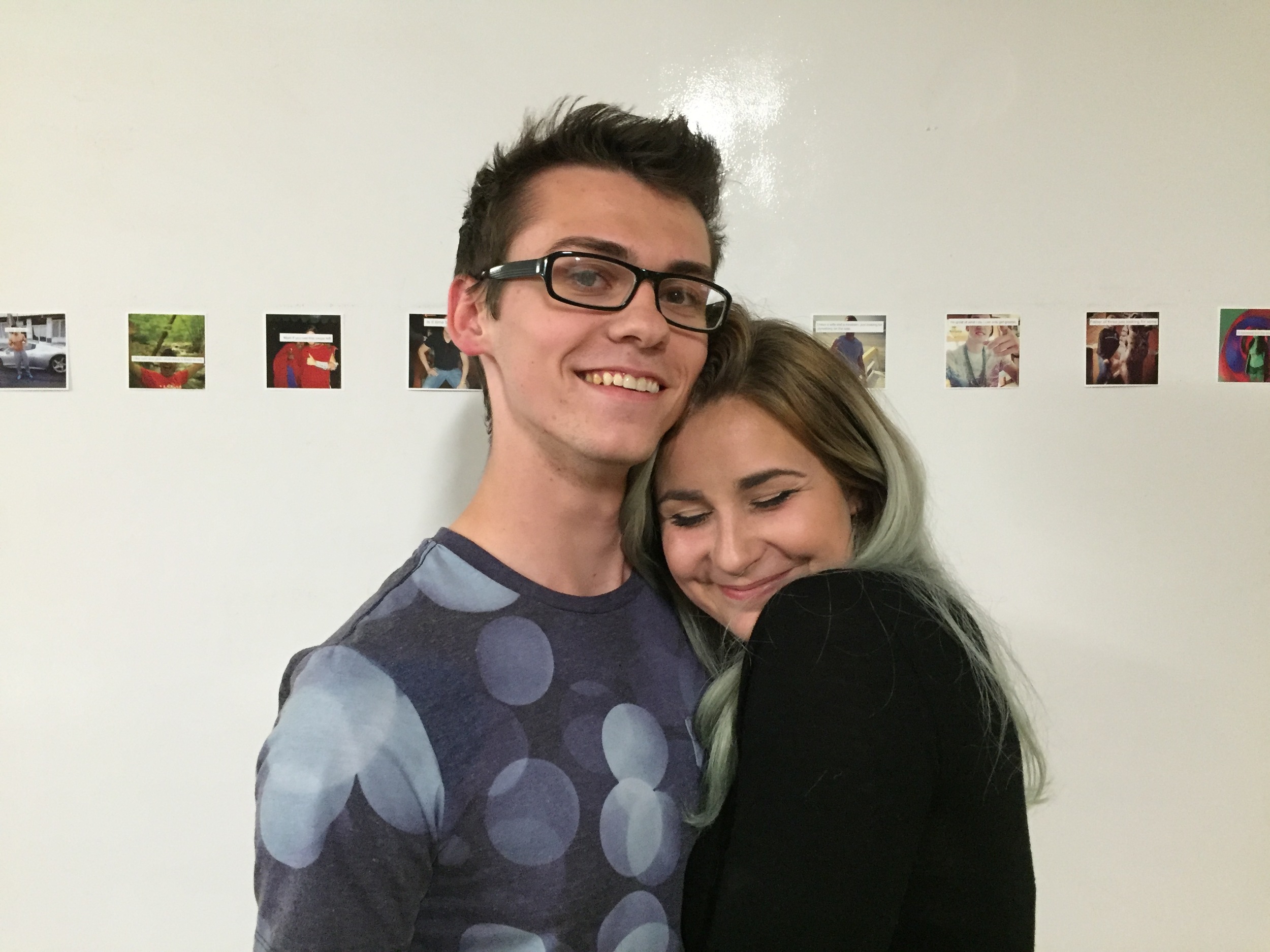 Jaron (model extraordinaire and pizza connoisseur) and me in front of Love in the Digital Age