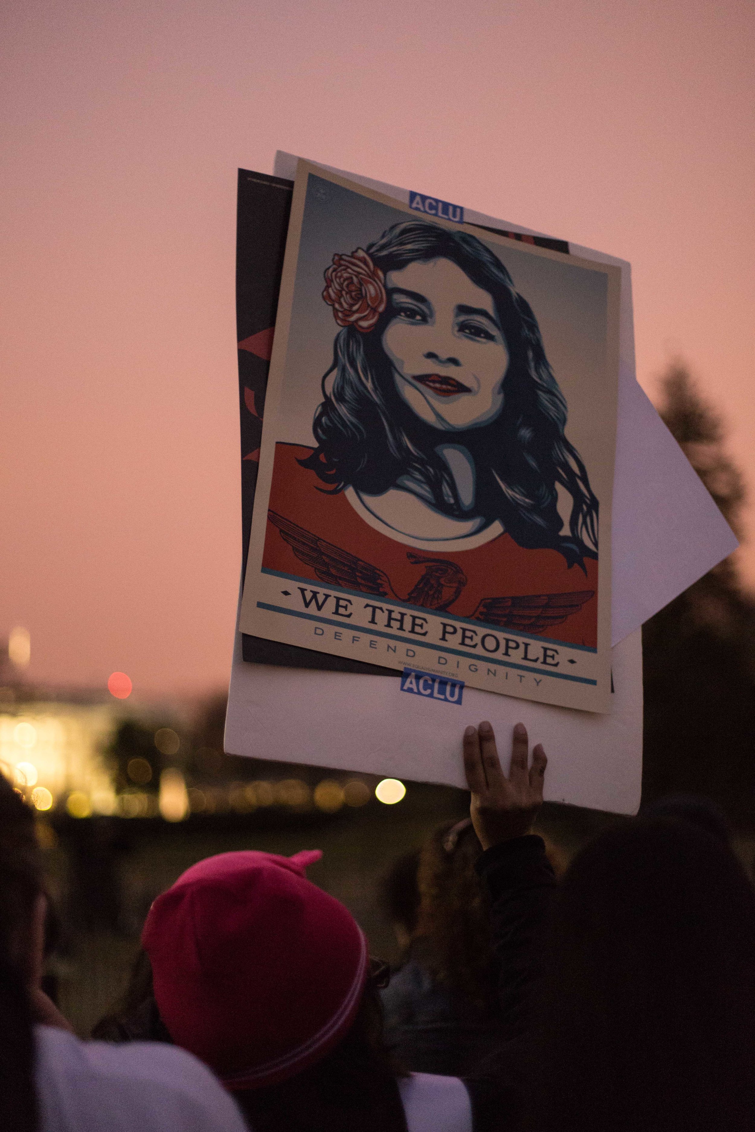 One of Shepard Fairey's signs - which was written about extensively prior to the march . 