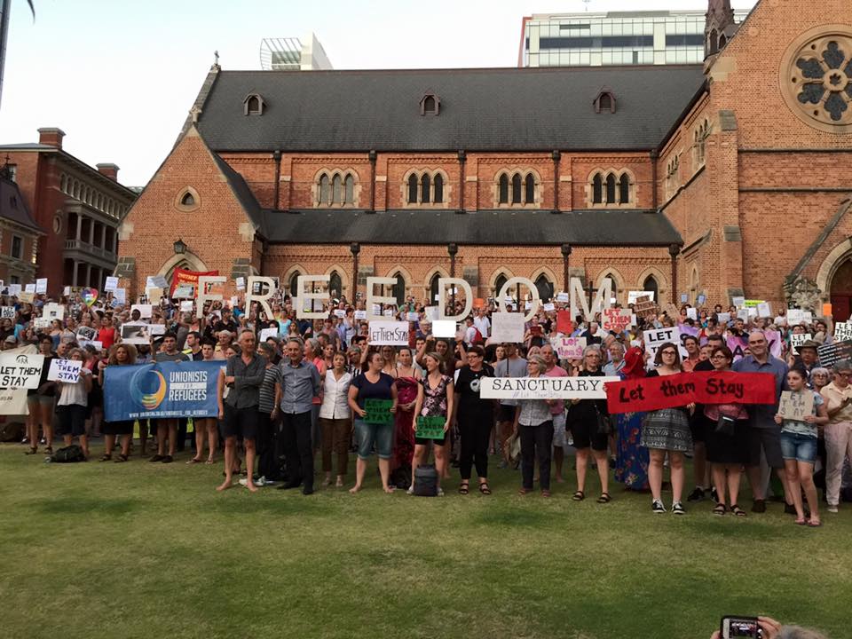 Rally at St George's Cathedral Perth. Photo by: Aisha Novakovich