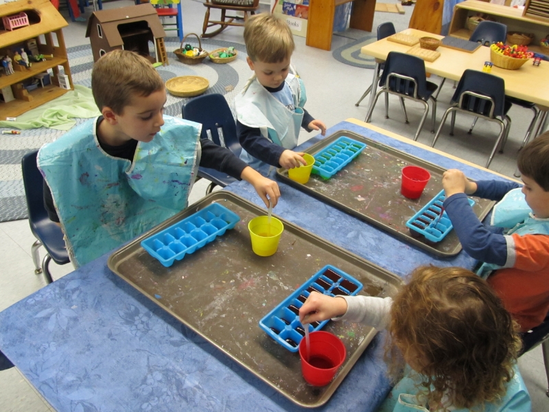 Learning centers develop small motor skills as well as group learning processes