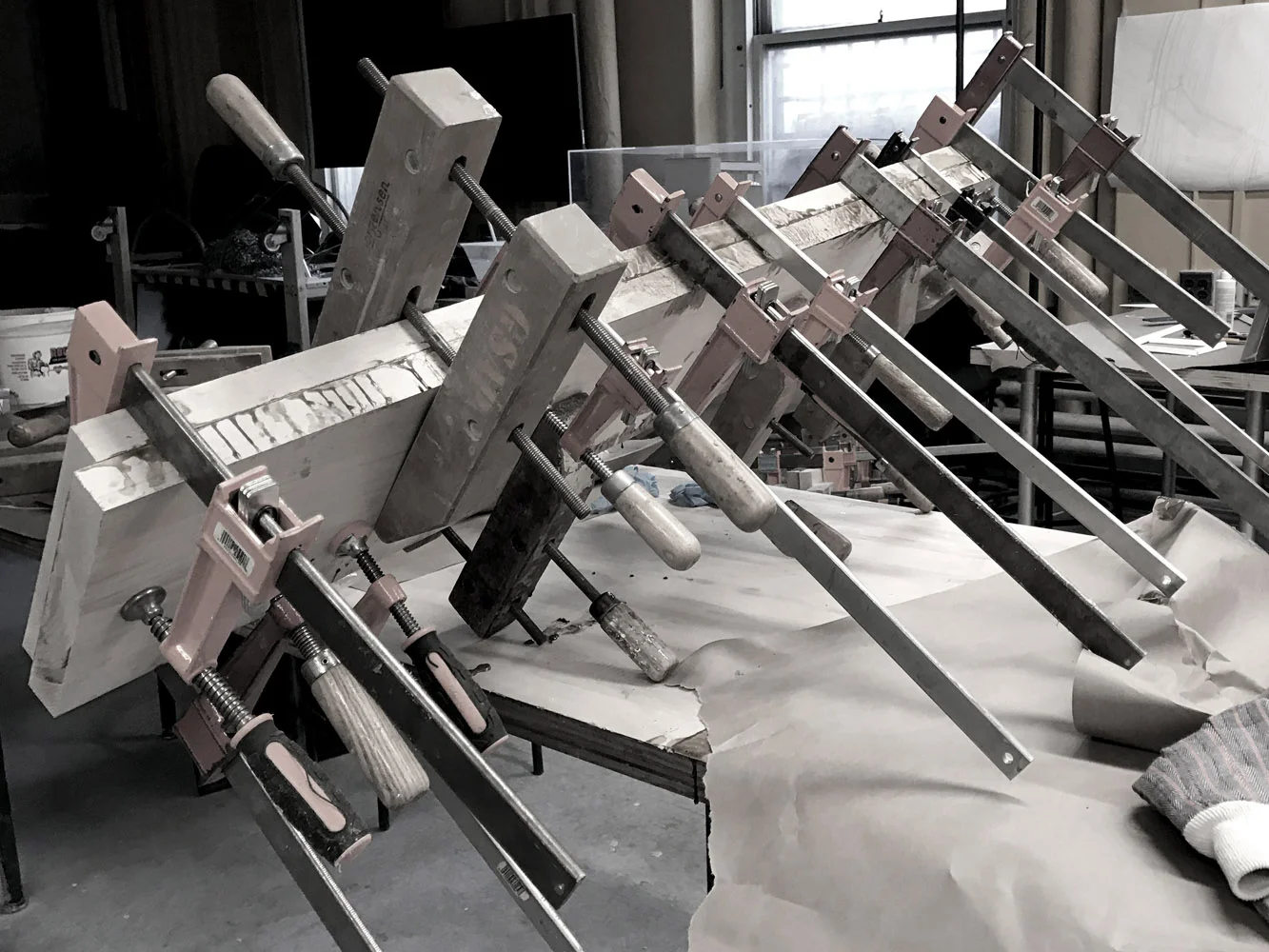 Laminating maple lumber for the chair