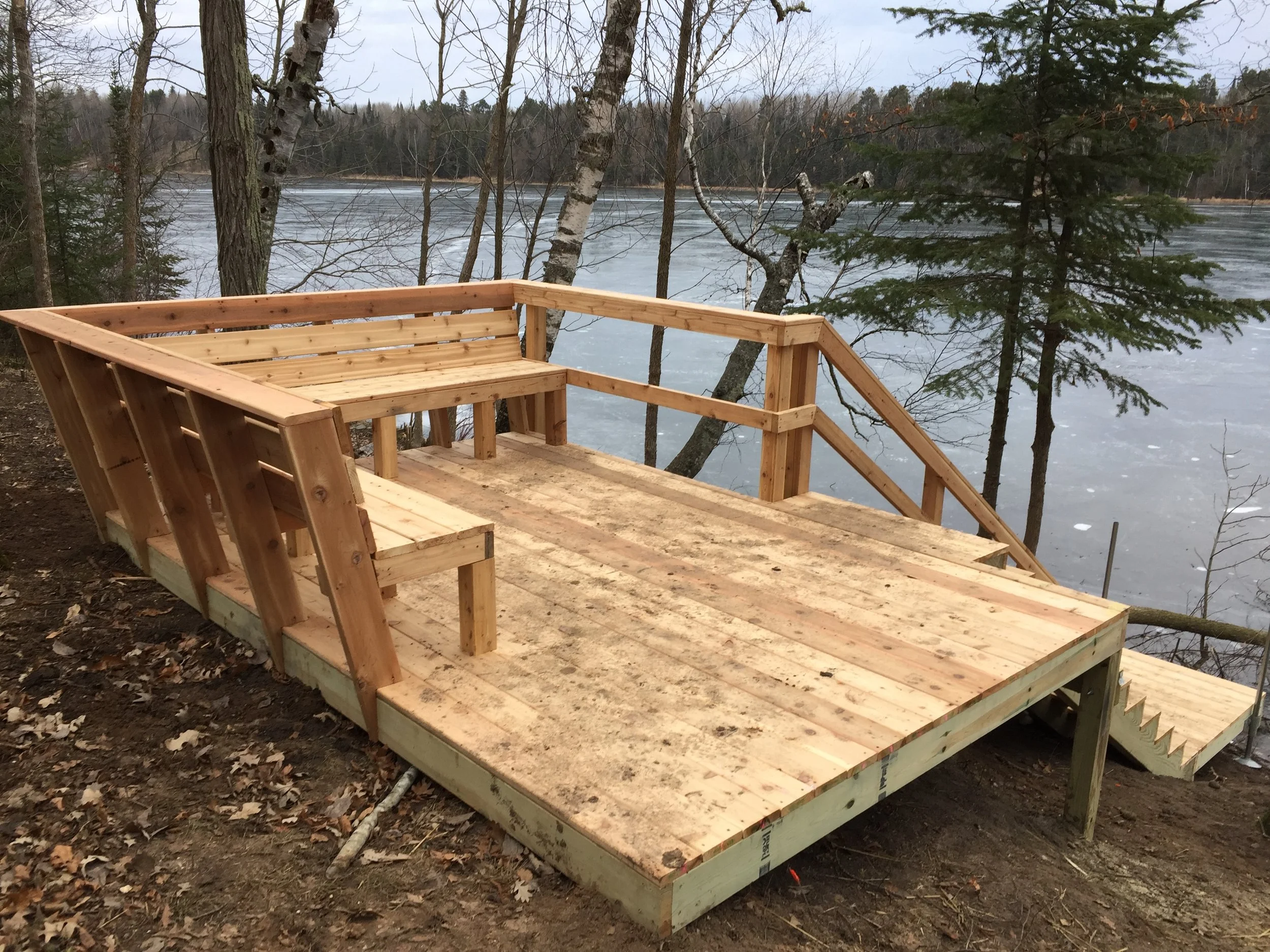 Standalone Lake Deck with Built in Seating