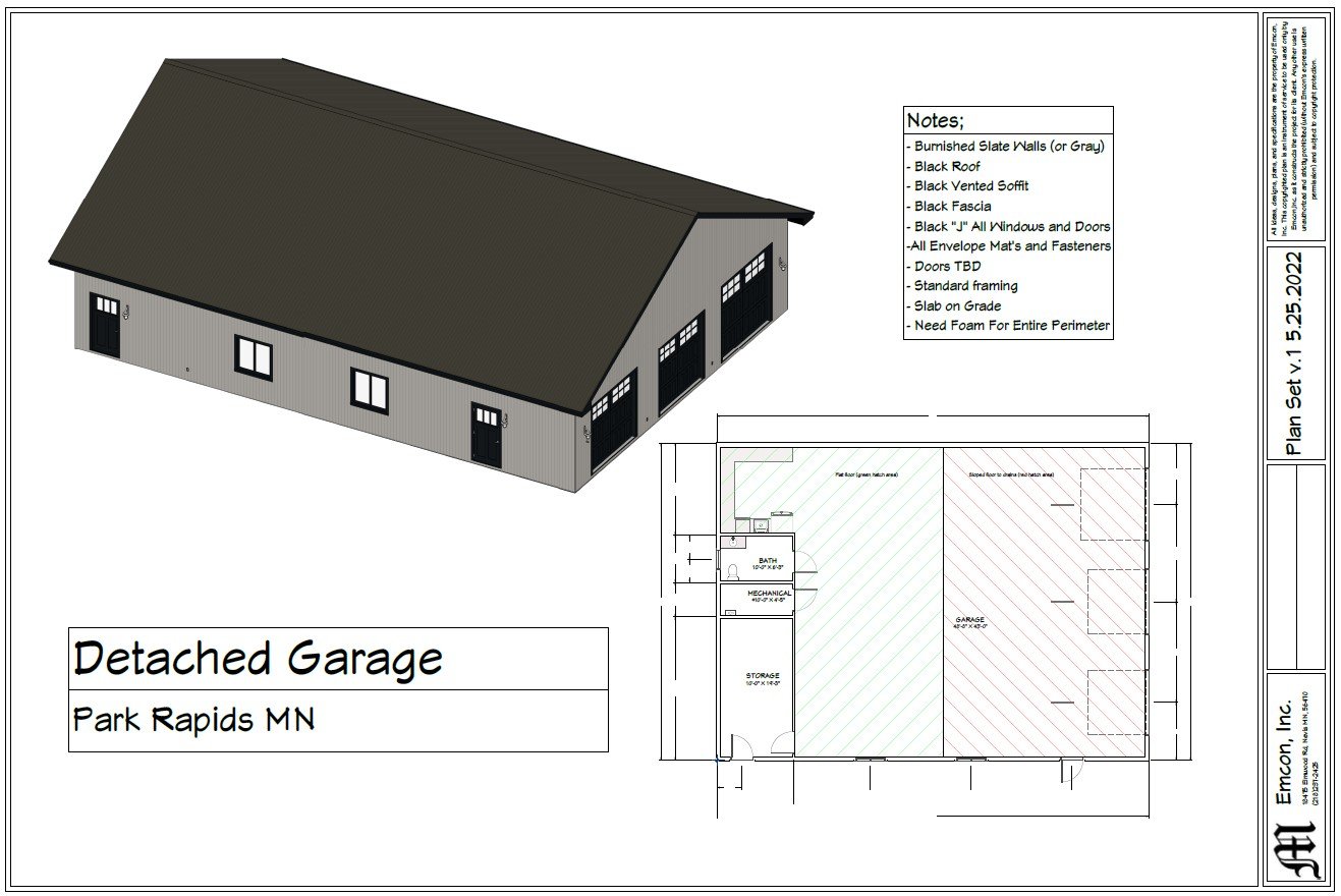 Drafting for Detached Garage - Park Rapids, MN
