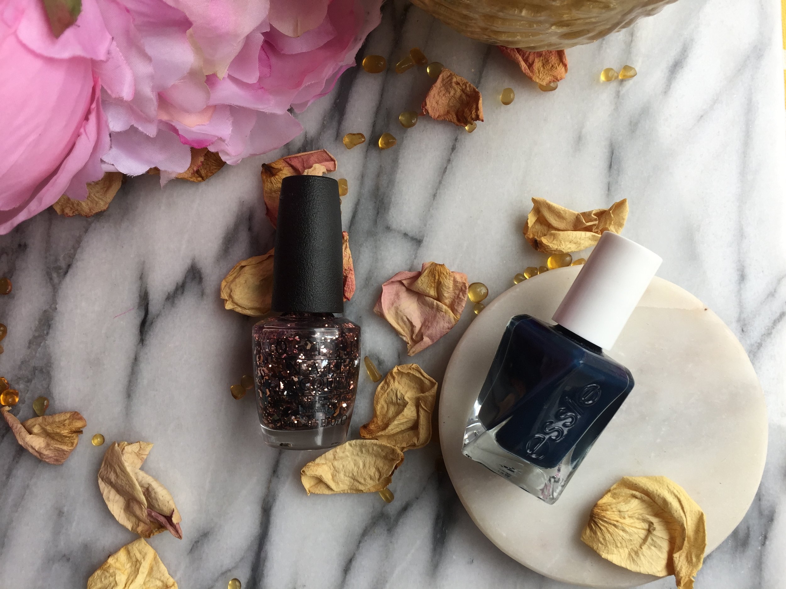 Essie Surrounded by Studs and OPI Two Wrongs Don’t Make a Meteorite 